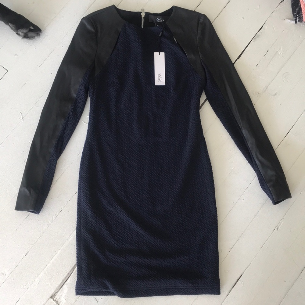 Cut 25 NWT lamb leather poly spandex blend dress